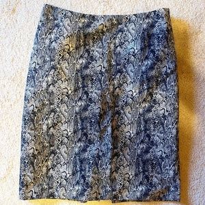 ivory and black snakeskin pencil skirt